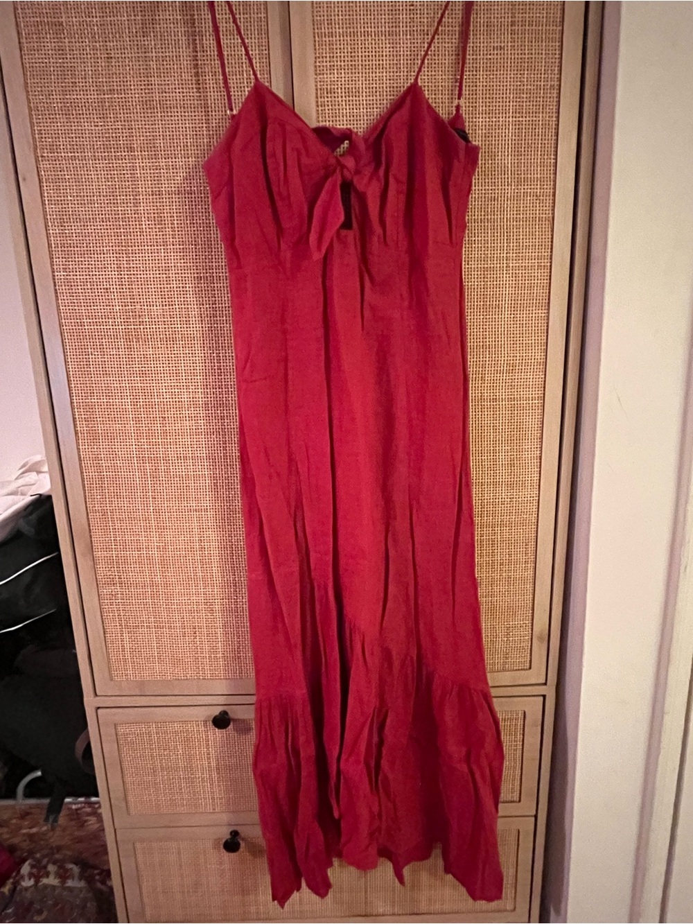 Spaghetti Strap Maxi Dress in Deep Red